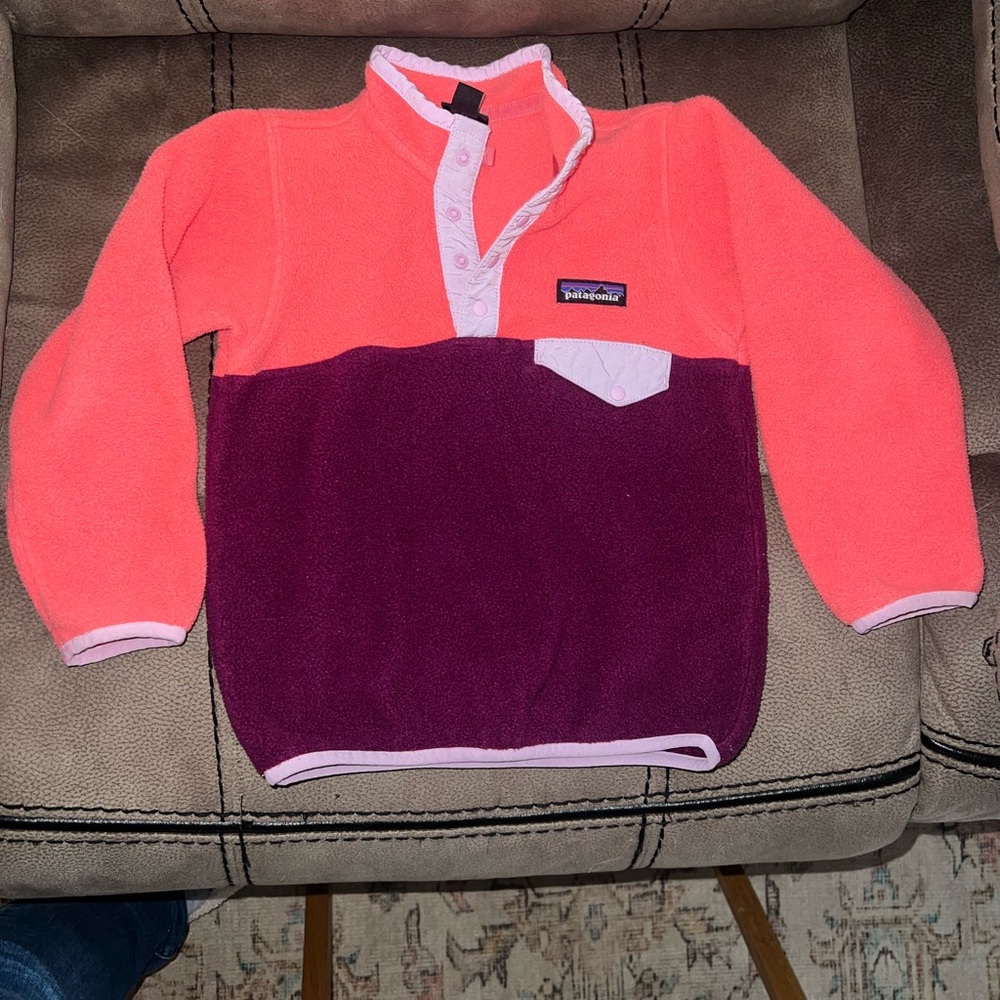 Patagonia Bright Coral and Deep Purple Fleece Kids